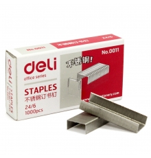 得力(deli) 0011 不銹鋼訂書針 24/6 （1000支/盒，10盒/條）