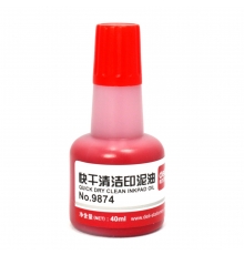 得力(deli)快干清潔印泥油（紅） 9874（40ml/瓶，12瓶/盒）