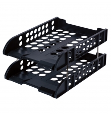 得力（deli）9216 雙層固定文件盤/座（黑、灰兩色，18只/箱）