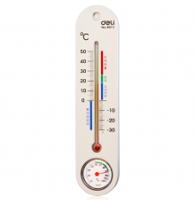 得力（deli）9013室內(nèi)外溫濕度計（規(guī)格：250*56*12mm）