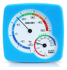 得力（deli）9019室內(nèi)外溫濕度計（規(guī)格：77*75*13mm）