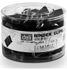 得力（deli）筒裝長(zhǎng)尾票夾黑色 25mm 4# 8564（48只/筒，48筒/件）