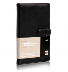 得力(deli) 3335 簡約扣帶皮面本/記事本（黑色，25K/114頁）