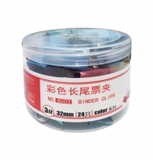 嚴(yán)采（ycai) / (得力）筒裝長尾票夾彩色32mm 3# 8003（24只/筒）